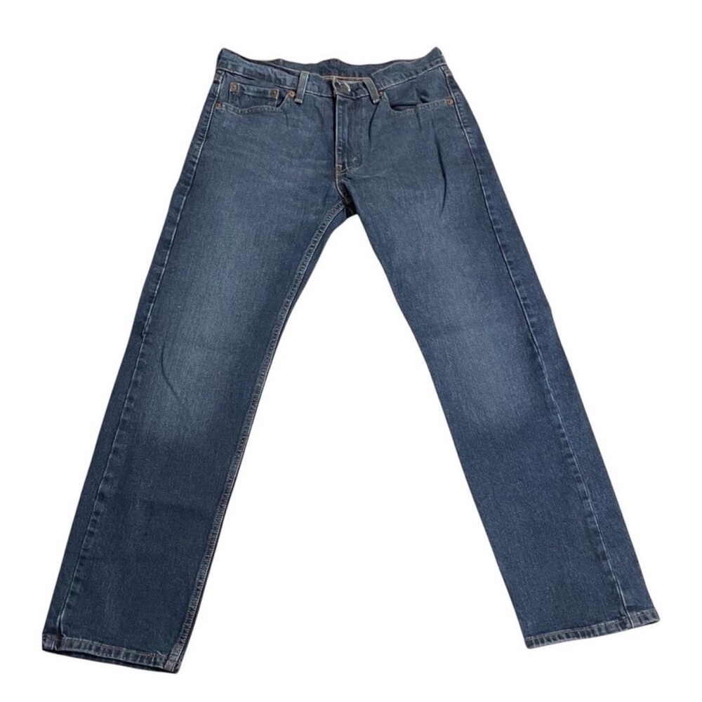 Levis 505 Mens Jeans Size 30 Mid Rise Regular Fit Straight Leg Denim Dark Wash